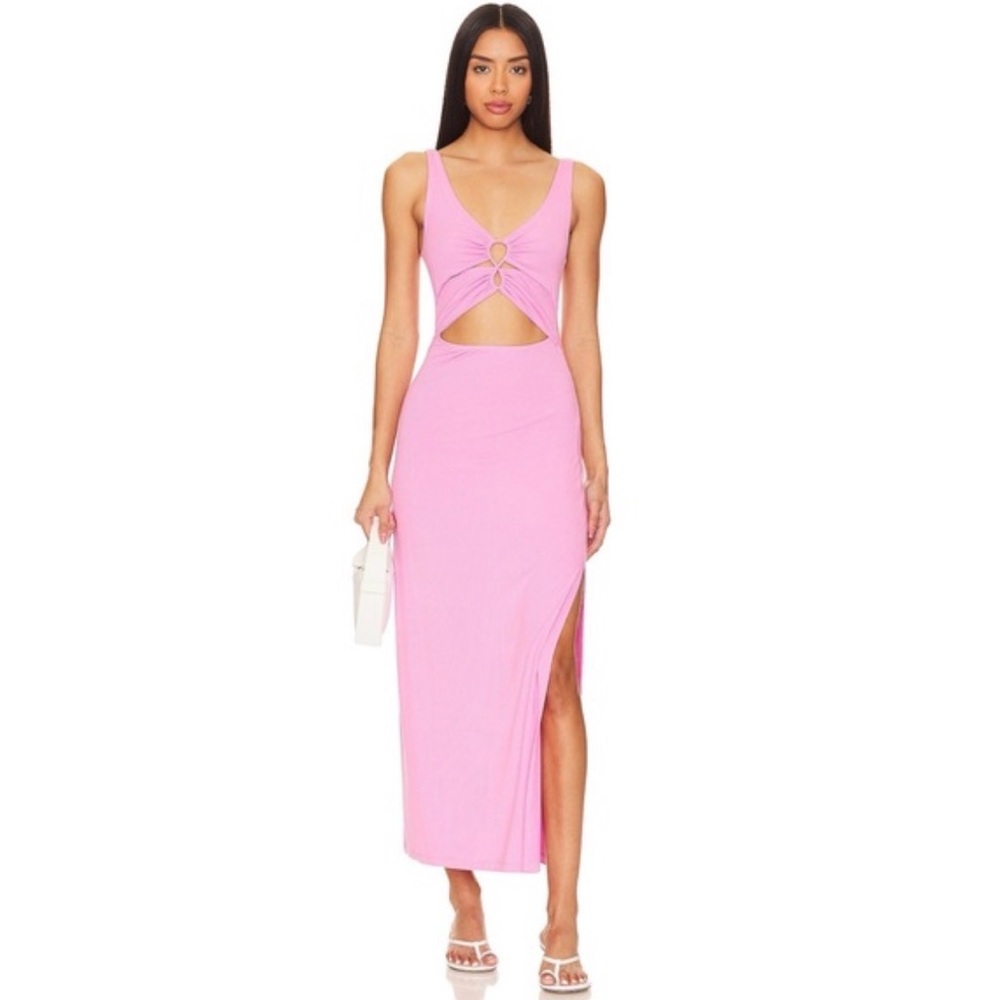L Space Camille Cutout Midi Dress in Tulip Pink Size